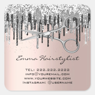 美容師美容師シザーズドリップグリッター スクエアシール