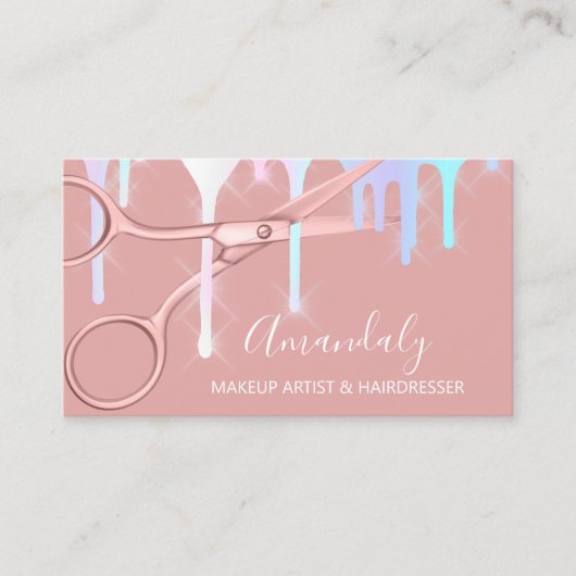 美容師美容師ドリップホログラフ鋏 名刺 (正面)