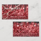 美容師美容師バラキラキラはさみ点滴 名刺 (正面/裏面)