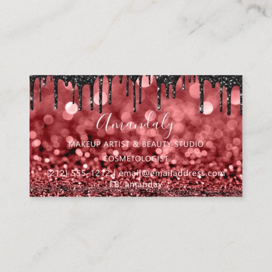 美容師美容師バラキラキラはさみ点滴 名刺 (裏面)