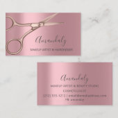 美容師美容師バラピンクハサミ 名刺 (正面/裏面)