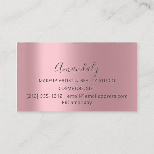 美容師美容師バラピンクハサミ 名刺 (裏面)