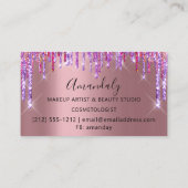 美容師美容師バラ紫はさみドリップ 名刺 (裏面)
