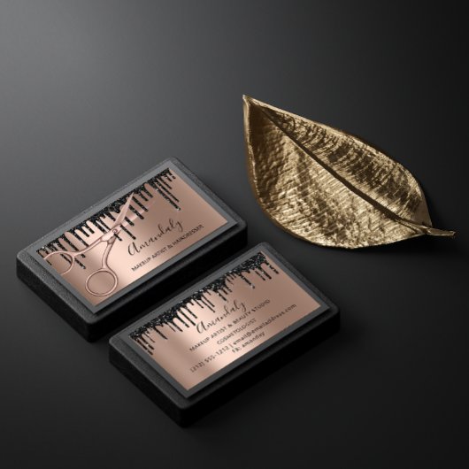 美容師美容師バラ金ゴールドはさみ乾燥 名刺