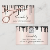 美容師美容師バラ金ゴールドはさみQRCode 名刺 (正面/裏面)