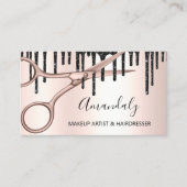 美容師美容師バラ金ゴールドはさみQRCode 名刺 (正面)