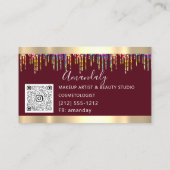 美容師美容師ホログラフィックドリップQRコード 名刺 (裏面)