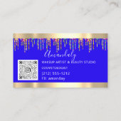 美容師美容師ホログラフィードリップQRブルー 名刺 (裏面)