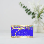 美容師美容師ホログラフィードリップQRブルー 名刺 (スタンド正面)