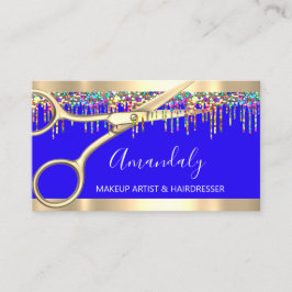 美容師美容師ホログラフィードリップQRブルー 名刺