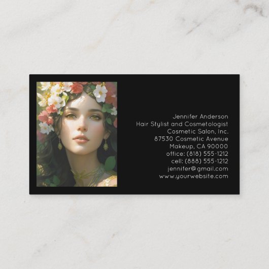 美容師美容師メイクアップヴィンテージ女性 名刺 (裏面)