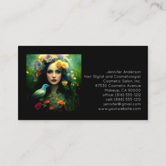 美容師美容師メイクアップヴィンテージ女性 名刺 (裏面)