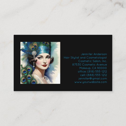 美容師美容師メイクアップヴィンテージ女性 名刺 (裏面)