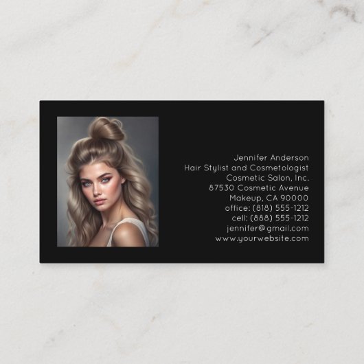 美容師美容師メイクアップ女性写真 名刺 (裏面)