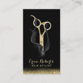 美容師美容師モダンブラック&金ゴールドサロン 名刺 (正面)