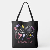 美容師美容師理容師ブラック トートバッグ (裏面)