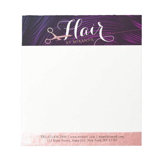 美容師美容師美しいバラ金ゴールドはさみ ノートパッド (正面)