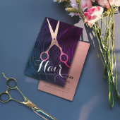 美容師美容師美しいバラ金ゴールドはさみ 名刺