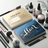 美容師美容師美しいブルー金ゴールド鋏 予約カード