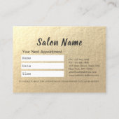 美容師美容師美しいブルー金ゴールド鋏 予約カード (裏面)