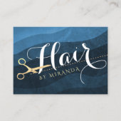 美容師美容師美しいブルー金ゴールド鋏 予約カード (正面)