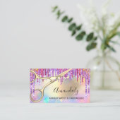 美容師美容師金ゴールドはさみホログラフィック 名刺 (スタンド正面)