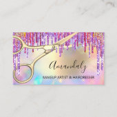 美容師美容師金ゴールドはさみホログラフィック 名刺 (正面)