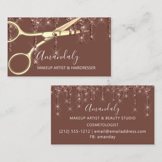 美容師美容師金ゴールドシザーズコイフール 名刺 (正面/裏面)