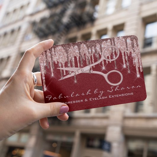 美容師美容用鋏バラドリップマルーン 名刺