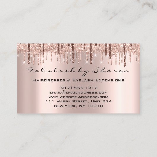 美容師美容用鋏バラ金ゴールド点滴 名刺 (裏面)