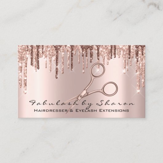 美容師美容用鋏バラ金ゴールド点滴 名刺 (正面)