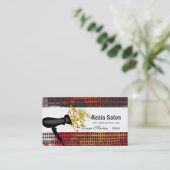 美容師芸術的なパターンサロンブラシストローク 予約カード (スタンド正面)