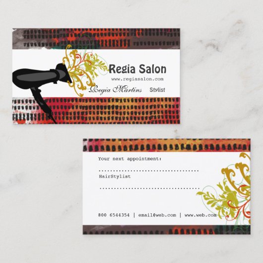 美容師芸術的なパターンサロンブラシストローク 予約カード (正面/裏面)