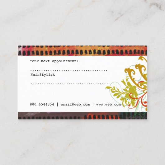 美容師芸術的なパターンサロンブラシストローク 予約カード (裏面)