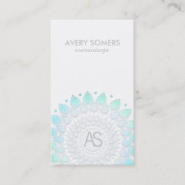 美容師華美リーフのモチーフ白モダン色 名刺