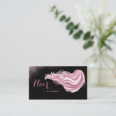 美容師赤面ピンクグリッターシック美しいサロン 名刺 (スタンド正面)