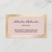 美容師赤面ピンク金ゴールドアールデコ美しいサロン 名刺 (裏面)