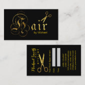 美容師金ゴールドはさみスクリプトアポイントメント#10 予約カード (正面/裏面)