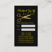 美容師金ゴールドはさみスクリプトアポイントメント#10 予約カード (裏面)