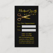 美容師金ゴールドはさみスクリプトアポイントメント#3 予約カード (裏面)