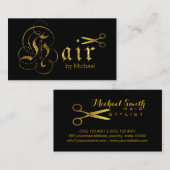 美容師金ゴールドはさみスクリプトサロン#11 名刺 (正面/裏面)