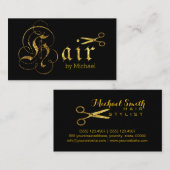 美容師金ゴールドはさみスクリプトサロン#2 名刺 (正面/裏面)