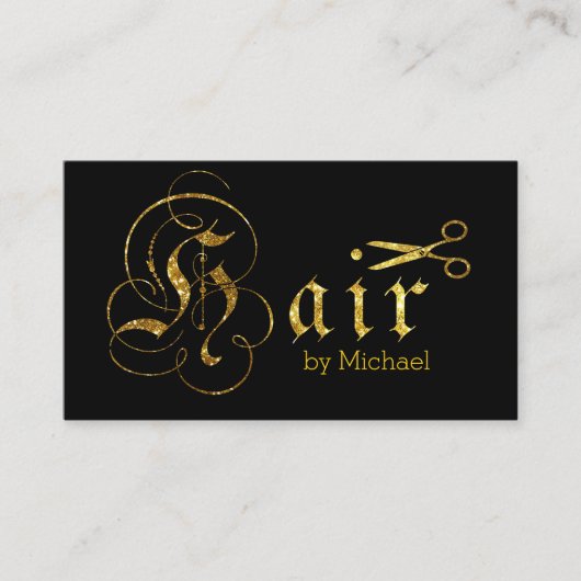 美容師金ゴールドはさみスクリプトサロン#2 名刺 (正面)