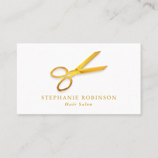 美容師金ゴールドはさみ理容師カスタム 名刺 (正面)