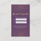 美容師金ゴールドはさみ紫と金ゴールドグリッター 予約カード (裏面)
