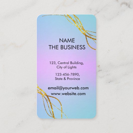 美容師金ゴールドはさみ紫サロンスパ 名刺 (裏面)