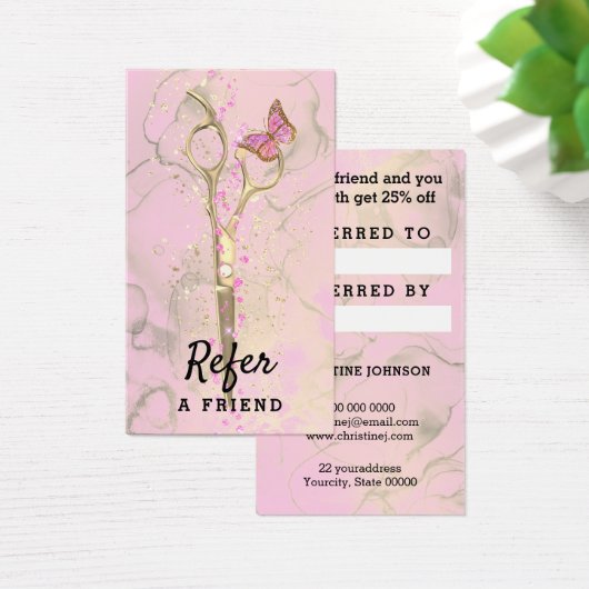 美容師金ゴールドはさみ紹介カード (デスク)