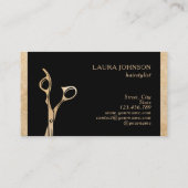 美容師金ゴールドグリッターはさみ美しいサロン 名刺 (裏面)