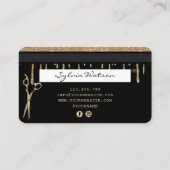 美容師金ゴールドグリッタードリップ美しいクレジットカード 名刺 (裏面)