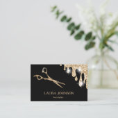 美容師金ゴールドグリッター乾きはさみ 名刺 (スタンド正面)